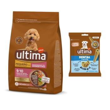 1,5kg Ultima Mini Digestive Well-Being lazac + 90g Ultima Dental Sticks Mini ingyen kép
