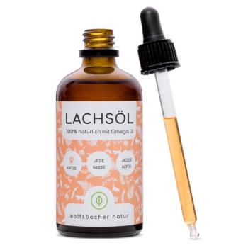 100ml Wolfsbacher Natur lazacolaj étrend-kiegészítő macskáknak kép