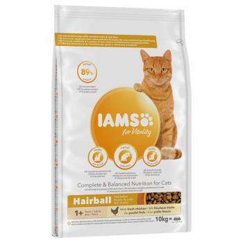 10kg IAMS for Vitality Hairball Adult csirke száraz macskatáp 10% árengedménnyel kép