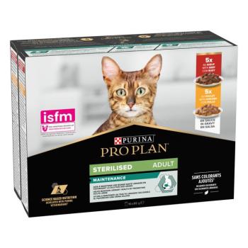 10x85g PURINA PRO PLAN Sterilised Adult Maintenance marha és csirke nedves macskatáp kép