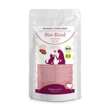 12 x 85 g Herrmanns Bio menü nedves macskatáp gazdaságos csomag - Bio marha & bio quinoa kép