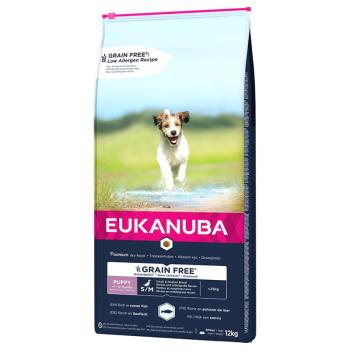 12kg Eukanuba Grain Free Puppy Small / Medium Breed lazac száraz kutyatáp kép