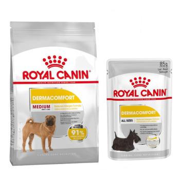 12kg Royal Canin Dermacomfort Medium nedves kutyatáp+12x85g nedvestáp ingyen kép