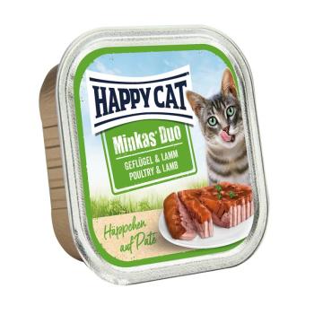 12x100g Happy Cat Minkas Duo Szárnyas & bárány pástétom & falatkák tálcás nedves macskatáp kép