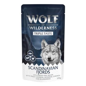 12x125g Wolf of Wilderness "Triple Taste" nedves kutyatáp - Lazac, rénszarvas, csirke kép