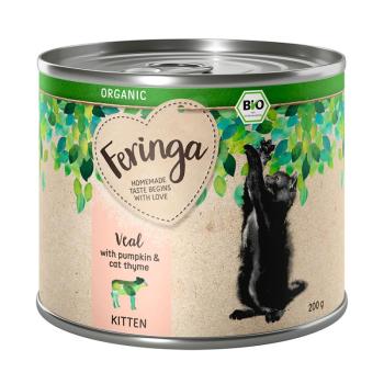 12x200g Feringa Organic Kitten Borjú, tök & macska-gamandor nedves kölyökmacskaeledel kép