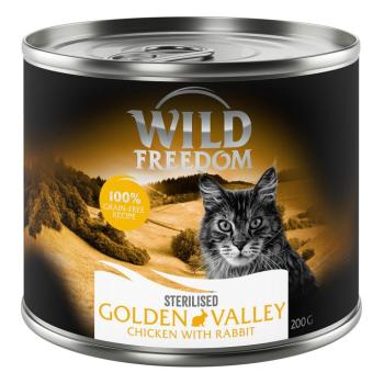 12x200g Wild Freedom Adult Golden Valley Sterilised - nyúl & csirke gabonamentes nedves macskatáp kép