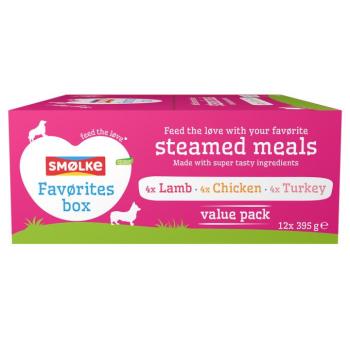 12x395g Smølke Steamed Meal Favourite Mix (3 változattal) nedves kutyatáp kép