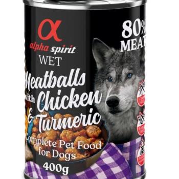 12x400g alpha spirit Dog Meatballs Csirke & kurkuma nedves kutyatáp kép