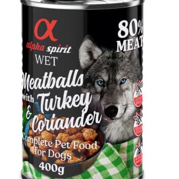 12x400g alpha spirit Dog Meatballs Pulyka & koriander nedves kutyatáp kép