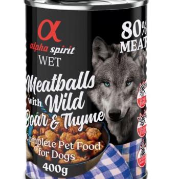 12x400g alpha spirit Dog Meatballs Vaddisznó & kakukkfű nedves kutyatáp kép