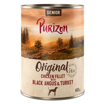 12x400g Purizon Senior csirkefilé Black Angus marhával nedves kutyatáp kép