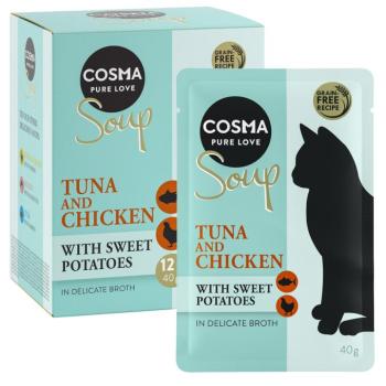 12x40g Cosma Soup Tonhal, csirke & édesburgonya étrend-kiegészítő macskáknak kép