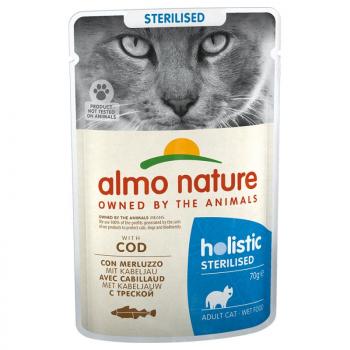 12x70g Almo Nature Holistic Sterilised nedves macskatáp-tőkehal kép