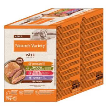 12x70g Nature's Variety Original Paté No Grain Multipack ( csirke, csirke & liba, marha & csirke, pulyka) nedves macskatáp kép