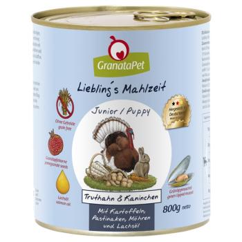 12x800g Liebling´s Mahlzeit nedves kutyatáp-Junior pulyka & nyúl, burgonya, pasztinák & lazacolaj kép