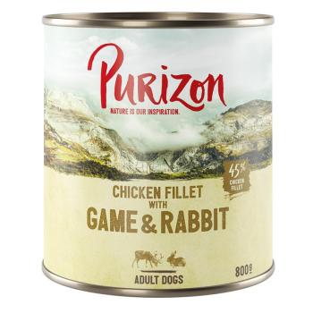 12x800g Purizon Adult - gabonamentes nedves kutyatáp- Vad, nyúl, tök & áfonya kép