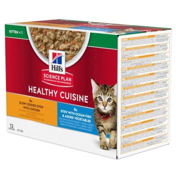 12x80g Hill's Science Plan Kitten Healthy Cuisine csirke & óceáni hal nedves macskatáp kép