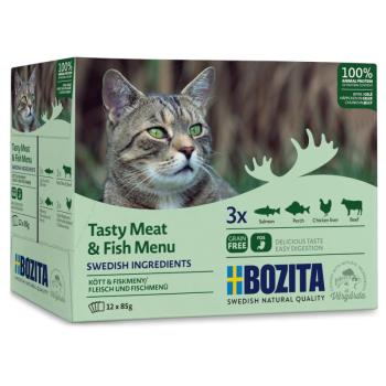 12x85g Bozita falatok tasakos vegyes csomag- Vegyes csomag: hús- és halmenü aszpikban (4 változat) kép