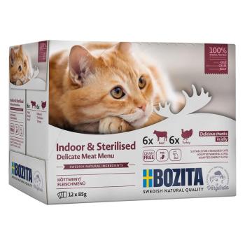 12x85g Bozita Indoor & Sterilised Aszpikban nedves tasakos macskatáp vegyes csomagban kép