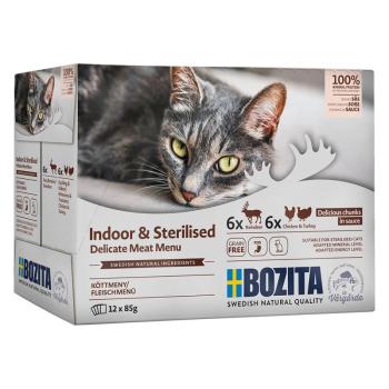 12x85g Bozita Indoor & Sterilised Szószban nedves tasakos macskatáp vegyes csomagban kép