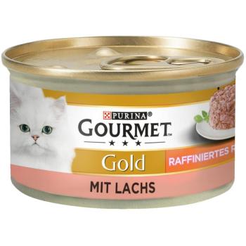 12x85g Gourmet Gold rafinált ragu nedves macskatáp- Lazac kép