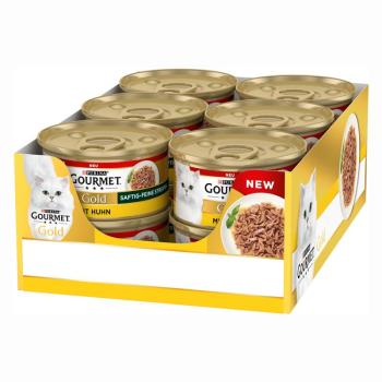 12x85g Gourmet Gold szaftos-finom csíkok csirke nedves macskatáp kép