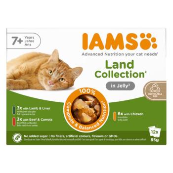 12x85g IAMS Advanced Nutrition Senior 7+ Land Collection aszpikban nedves macskatáp kép