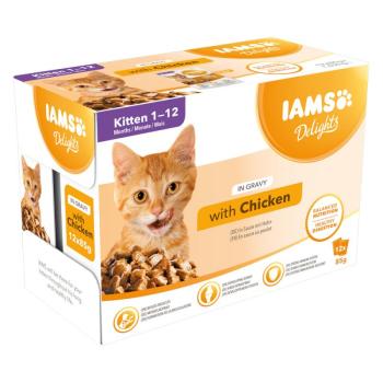 12x85g IAMS Delights Kitten szószban csirke nedves macskatáp kép