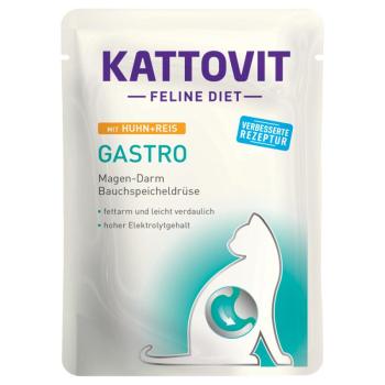 12x85g Kattovit Gastro csirke & rizs tasakos nedves macskatáp kép