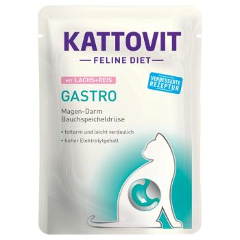 12x85g Kattovit Gastro lazac & rizs tasakos nedves macskatáp kép