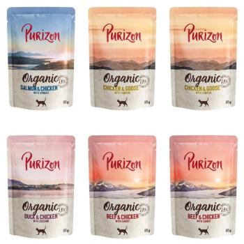 12x85g Purizon Organic nedves macskatáp  Vegyes csomag (4x csirke, 4x marha, 2x lazac, 2x kacsa) kép
