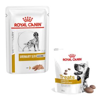 12x85g Royal Canin Veterinary Urinary Ageing nedves kutyatáp+3x snack ingyen kép