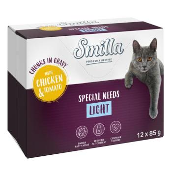 12x85g Smilla Adult Light falatok zöldséggel szószban nedves macskatáp kép