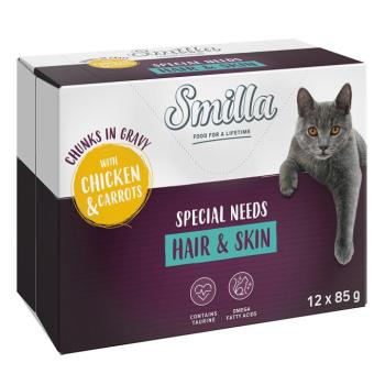 12x85g Smilla Hair & Skin falatok zöldséggel csirke & sárgarépa nedves macskatáp kép