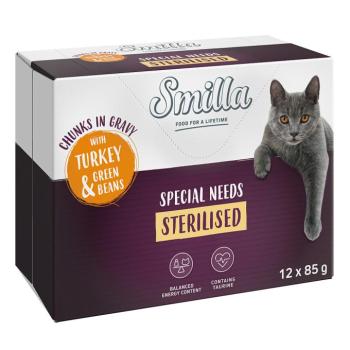 12x85g Smilla Sterilised falatok zöldséggel pulyka & zöldbab nedves macskatáp kép