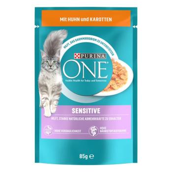 13x85g PURINA ONE Sensitive nedves macskatáp-csirke & sárgarépa kép