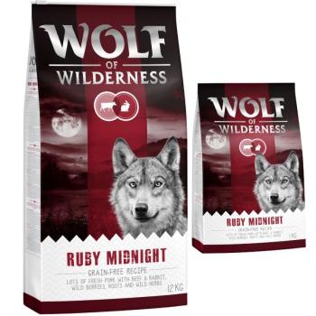 14kg Wolf of Wilderness Adult Ruby Midnight marha & nyúl száraz kutyatáp 12+2 ingyen kép