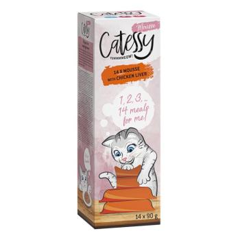 14x90g Catessy Mousse tálcás csirkemáj nedves macskatáp kép