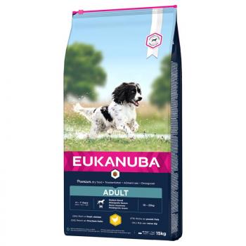 15kg Eukanuba Adult Medium Breed csirke száraz kutyatáp kép