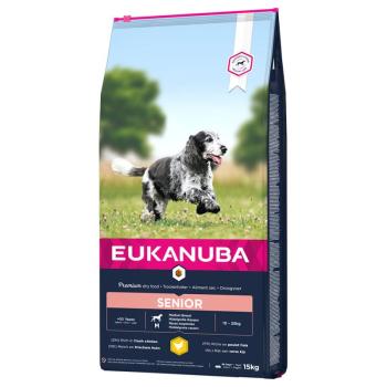 15kg Eukanuba Caring Senior Medium Breed csirke száraz kutyatáp kép