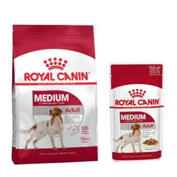 15kg Royal Canin Medium Adult száraz kutyatáp+10x140g nedvestáp ingyen! kép