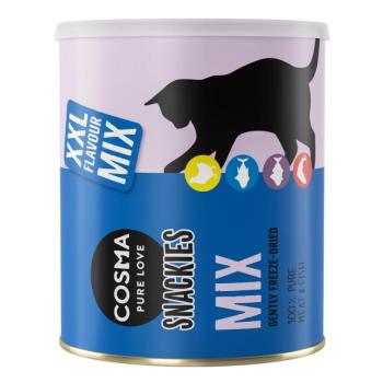 160g Cosma Snackies Mix (4 fajtával: csirke+lazac+tonhal+hoki) macskasnack maxi tubusban kép