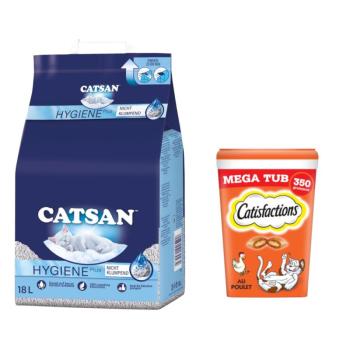 18 l Catsan Hygiene Plus macskaalom + 2x350g Dreamies csirke macskasnack 15% árengedménnyel kép