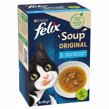 18x48g Felix Soup halas válogatás nedves macskatáp 12+6 ingyen kép