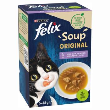 18x48g Felix Soup vegyes válogatás nedves macskatáp 12+6 ingyen kép