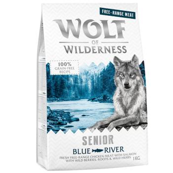 1kg Wolf of Wilderness Senior Blue River szabad tartású csirke & lazac száraz kutyatáp kép