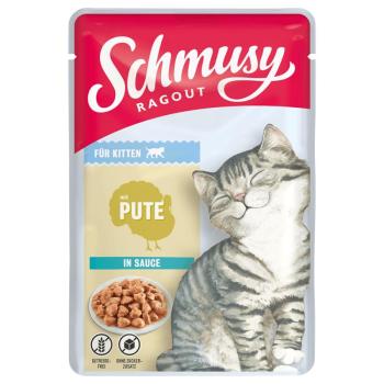 22x100g Schmusy Ragout Kitten szószban nedves macskatáp- Pulyka kép