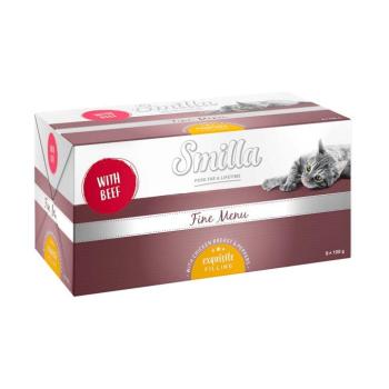 24x100g Smilla Fine Menü finom töltetékkel marha, csirkemell & paprika nedves macskatáp kép