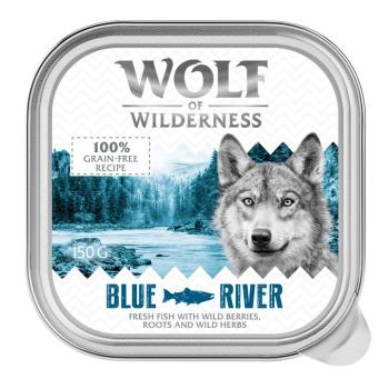 24x150g Wolf of Wilderness Adult - Single protein tálcás nedves kutyatáp - Blue River - hal kép